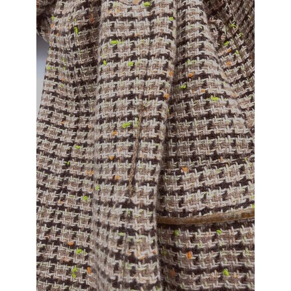 Hollister LS Wool Blend VTG Houndstooth Cropped Blazer Lined Yellow Interior Med - Picture 8 of 10